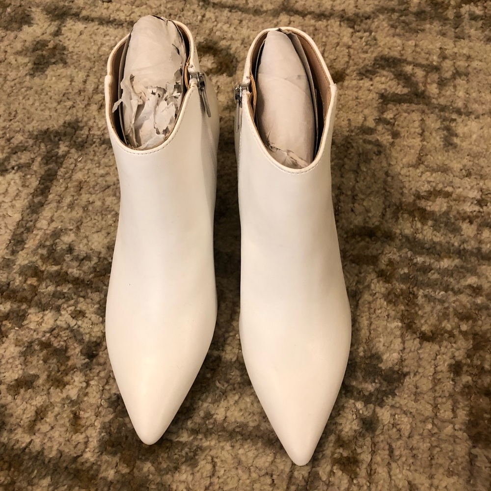 White heeled booties